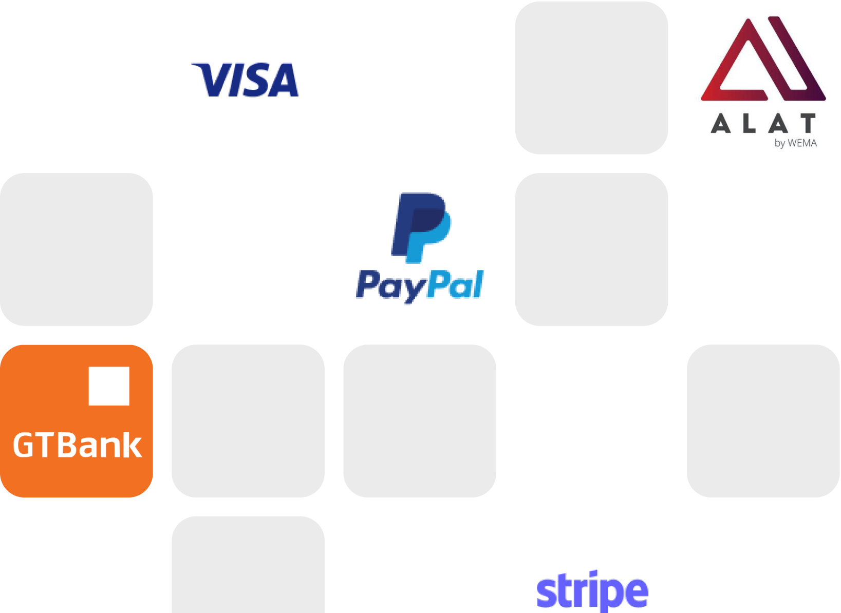 Frame displaying logos of various payment solutions