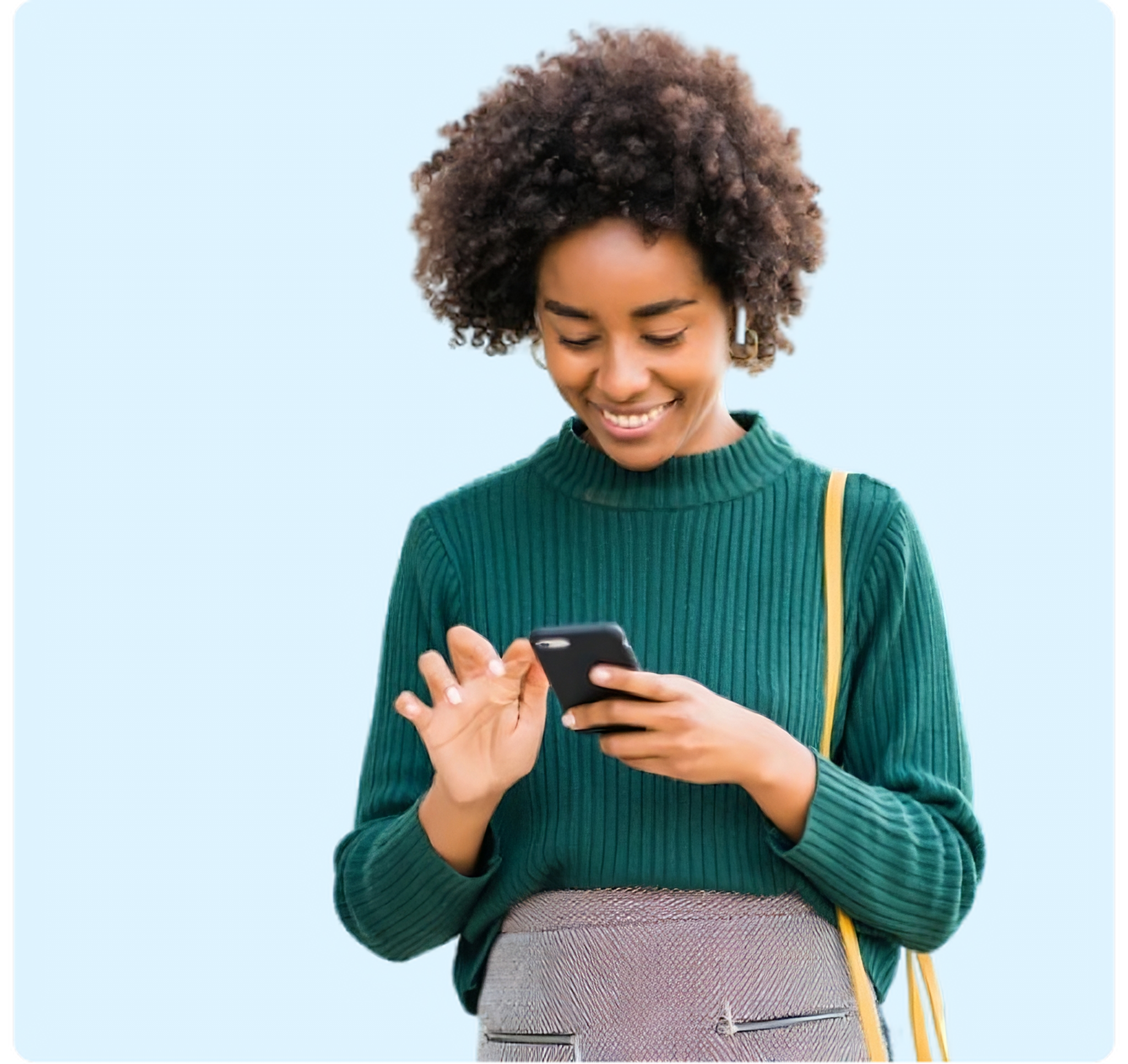 A woman happily using NexSafe